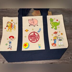 Trader Joe's Cream and Navy Character Tote